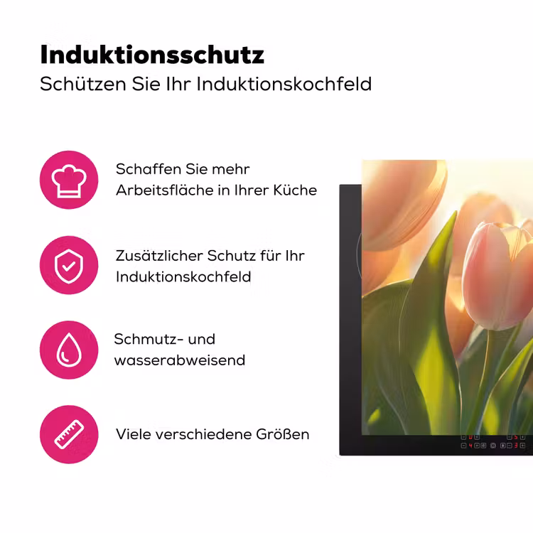 Tulpen - Roze - Zonnestralen Inductie beschermer vinyl 3mm klein -zzzzzzz-lf-ups