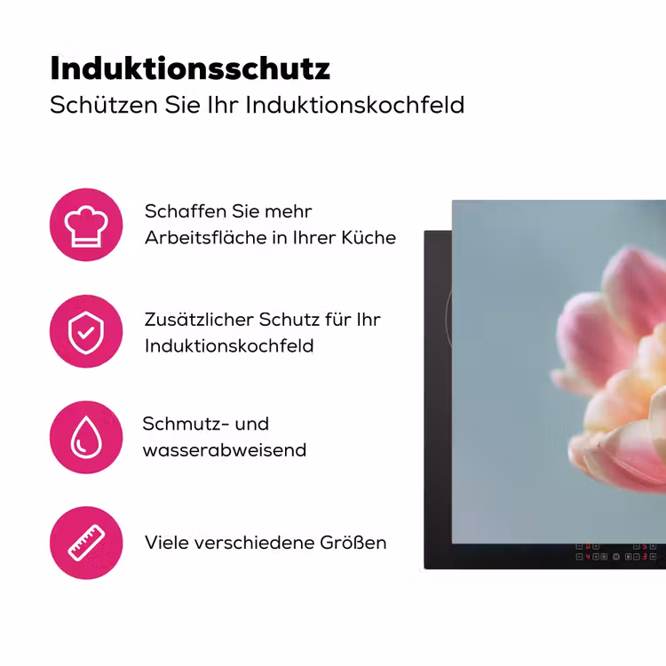 Tulpen - Roze - Stelen Inductie beschermer vinyl 3mm klein -zzzzzzz-lf-ups