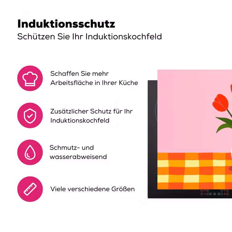Tulpen - Roze - Vaas Inductie beschermer vinyl 3mm klein -zzzzzzz-lf-ups
