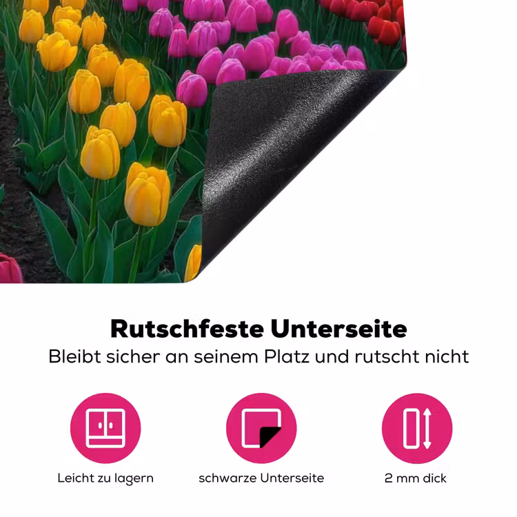 Tulpenveld - Zonsondergang - Kleurrijk Inductie beschermer vinyl 3mm klein -zzzzzzz-lf-onderkant