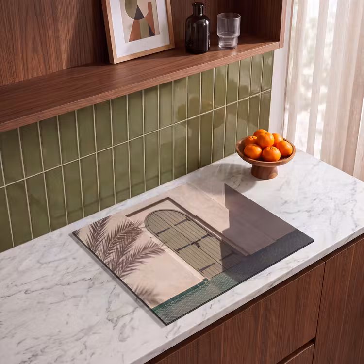 Deur - Hout - Architectuur - Groen - Rustiek Inductie beschermer vinyl 3mm middel -sfeer8