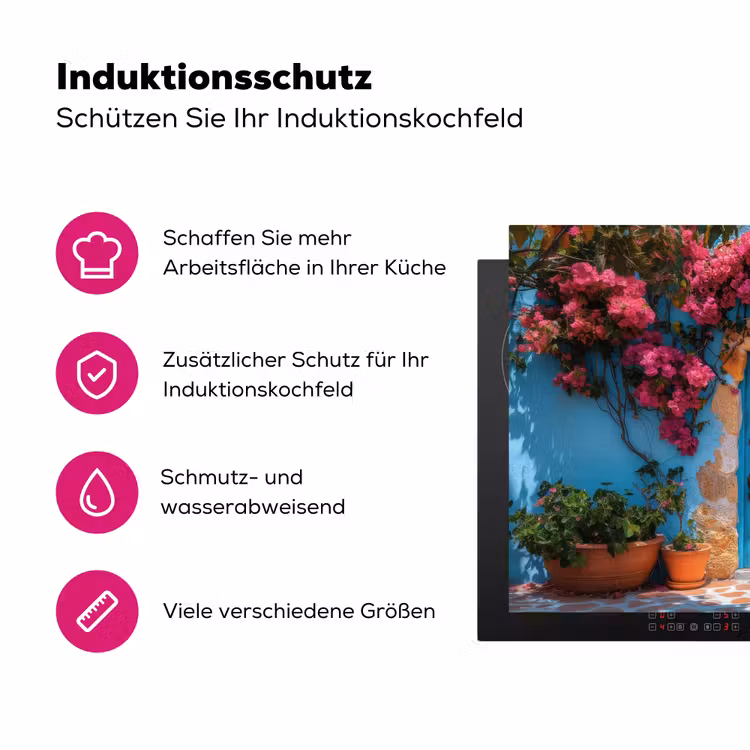 Deur - Hout - Bloemen - Blauw Inductie beschermer vinyl 3mm klein -zzzzzzz-lf-ups