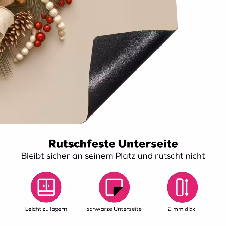 Deurkrans - Strik - Kerst - Rood - Groen Inductie beschermer vinyl 3mm klein -zzzzzzz-lf-onderkant