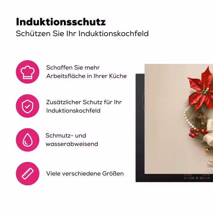 Deurkrans - Strik - Kerst - Rood - Groen Inductie beschermer vinyl 3mm klein -zzzzzzz-lf-ups