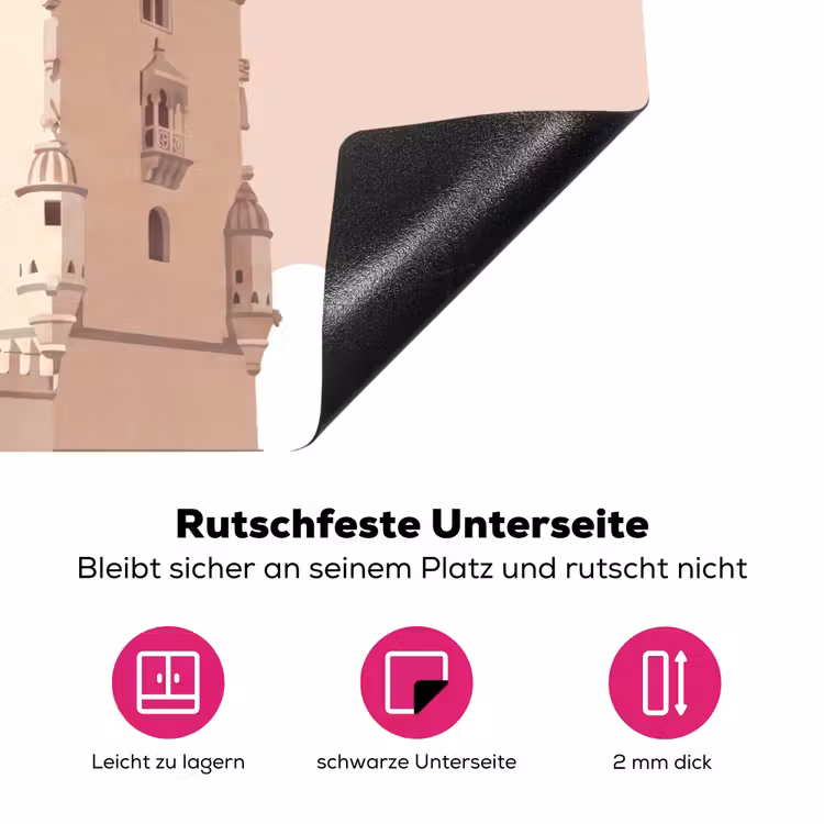 Toren - Rivier - Architectuur - Modern - Oranje Inductie beschermer vinyl 3mm middel -zzzzzzz-lf-onderkant