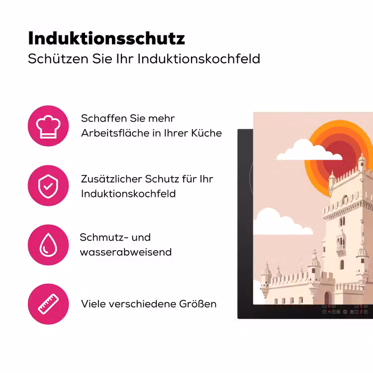 Toren - Rivier - Architectuur - Modern - Oranje Inductie beschermer vinyl 3mm middel -zzzzzzz-lf-ups