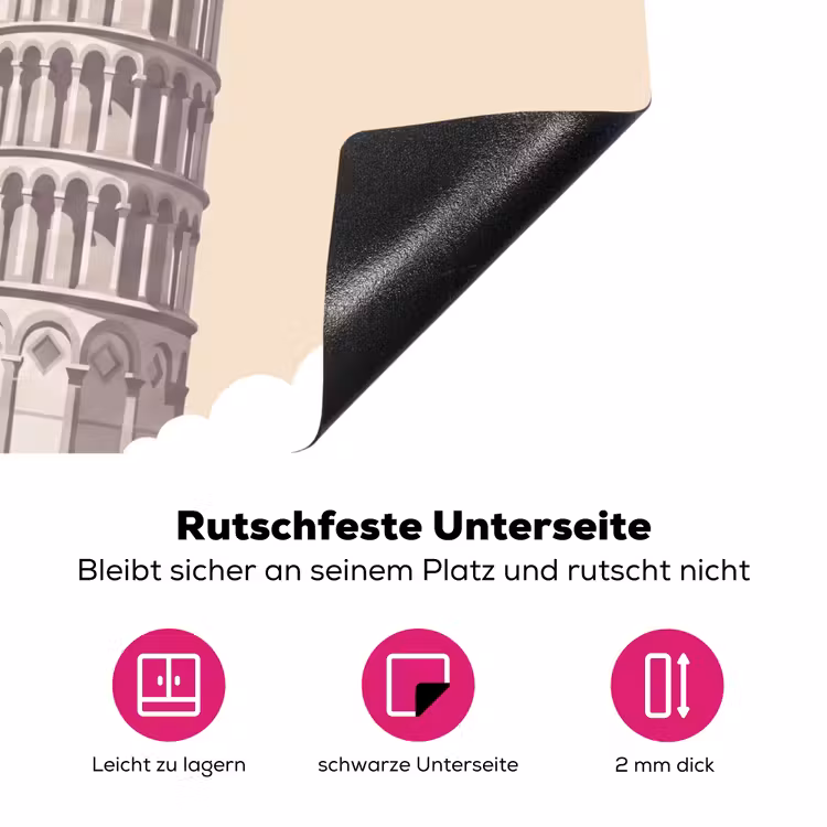 Toren - Pisa - Architectuur - Minimalistisch - Beige Inductie beschermer vinyl 3mm middel -zzzzzzz-lf-onderkant