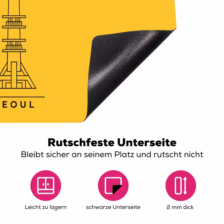 Toren - Seoul - Architectuur - Minimalistisch - Geel Inductie beschermer vinyl 3mm middel -zzzzzzz-lf-onderkant