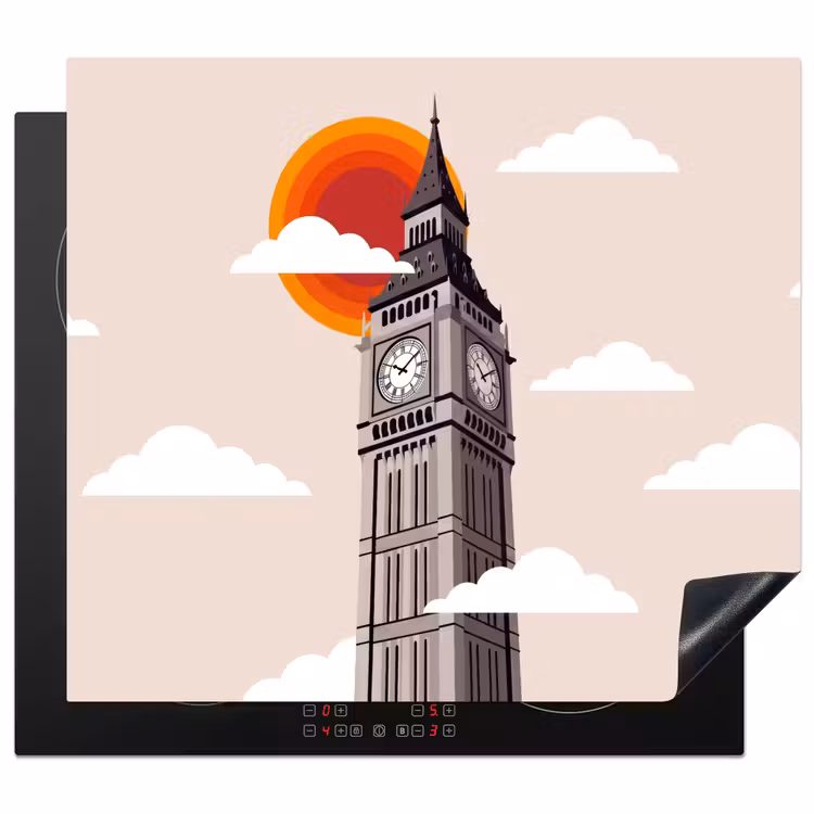Toren - Klok - Londen - Architectuur - Retro Inductie beschermer vinyl 3mm middel -3d