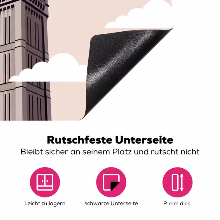 Toren - Klok - Londen - Architectuur - Retro Inductie beschermer vinyl 3mm middel -zzzzzzz-lf-onderkant