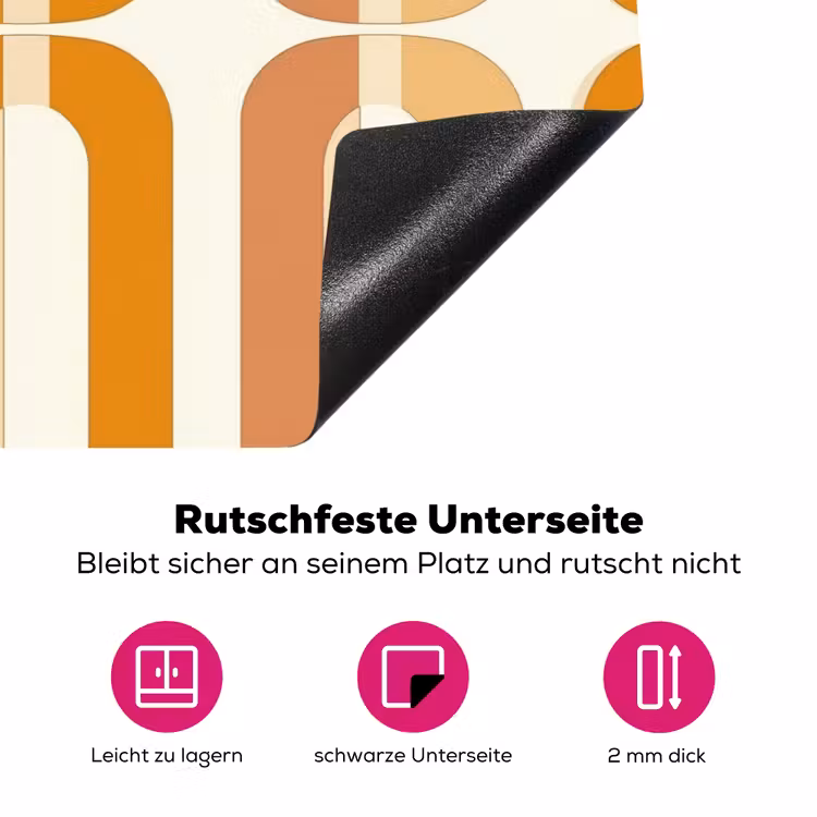 U-vorm - Retro - Oranje Inductie beschermer vinyl 3mm klein 276 -zzzzzzz-lf-onderkant