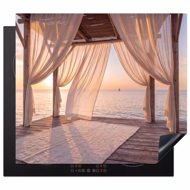 Overkapping - Zee - Zonsondergang - Vakantie - Rust Inductie beschermer vinyl 3mm middel -3d