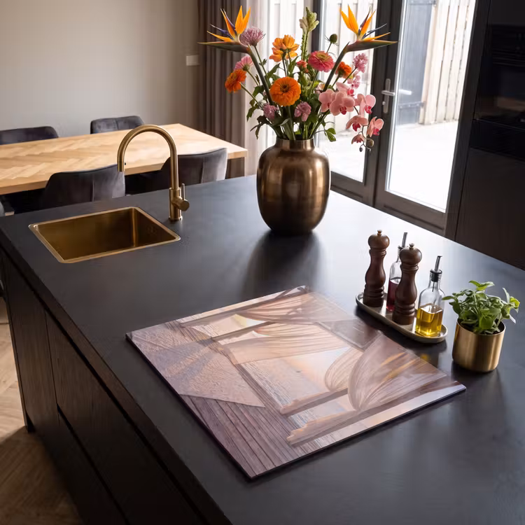 Overkapping - Zee - Zonsondergang - Vakantie - Rust Inductie beschermer vinyl 3mm middel -sfeer5