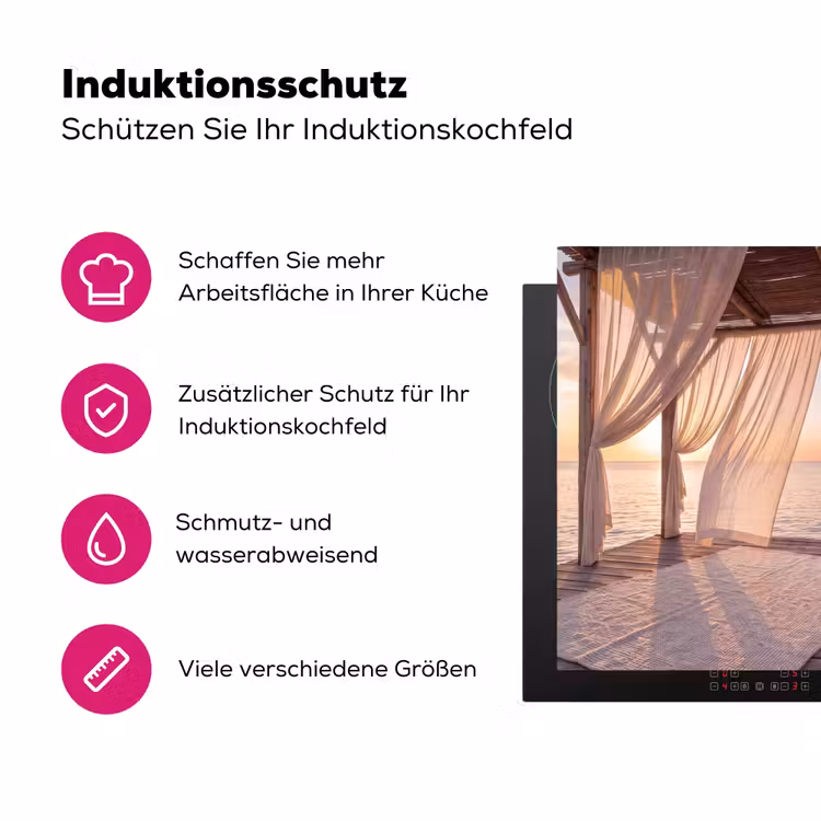 Overkapping - Zee - Zonsondergang - Vakantie - Rust Inductie beschermer vinyl 3mm middel -zzzzzzz-lf-ups