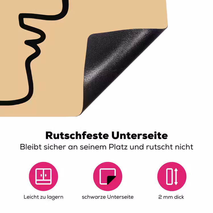 Overlappende profielen - Lichtbruin - Zwart Inductie beschermer vinyl 3mm klein -zzzzzzz-lf-onderkant