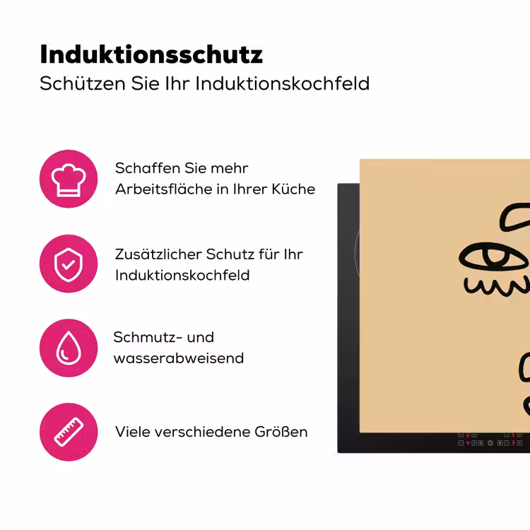 Overlappende profielen - Lichtbruin - Zwart Inductie beschermer vinyl 3mm klein -zzzzzzz-lf-ups