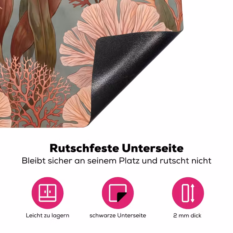 Onderwater - Planten - Vis - Vintage - Groen Inductie beschermer vinyl 3mm klein -zzzzzzz-lf-onderkant