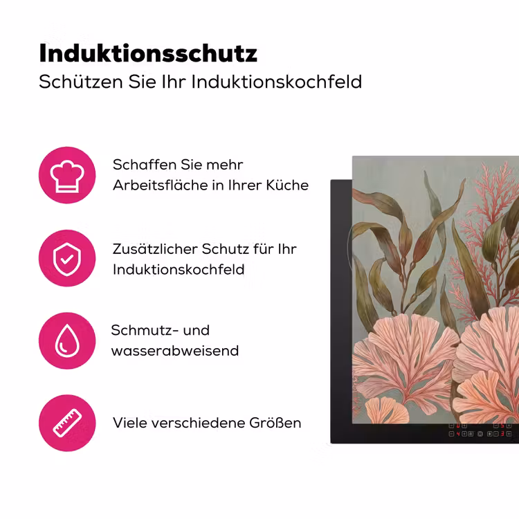 Onderwater - Planten - Vis - Vintage - Groen Inductie beschermer vinyl 3mm klein -zzzzzzz-lf-ups