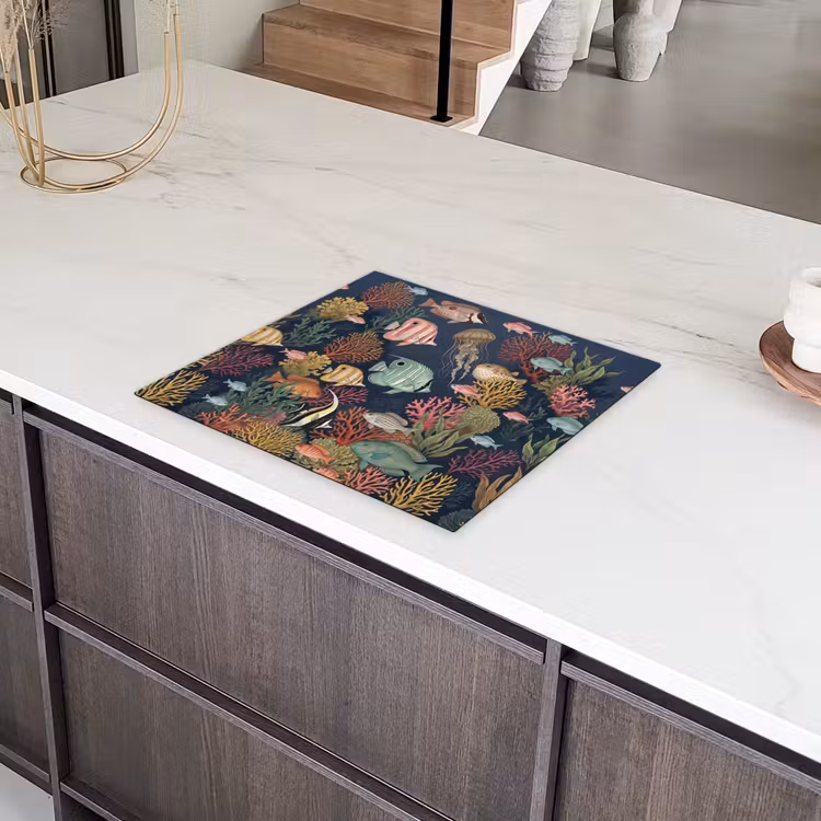 Onderwaterwereld - Vissen - Koraal - Illustratie - Kleurrijk Inductie beschermer vinyl 3mm middel -sfeer8