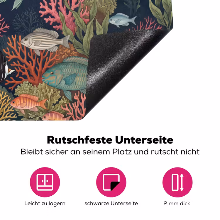 Onderwaterwereld - Vissen - Koraal - Illustratie - Kleurrijk Inductie beschermer vinyl 3mm middel -zzzzzzz-lf-onderkant