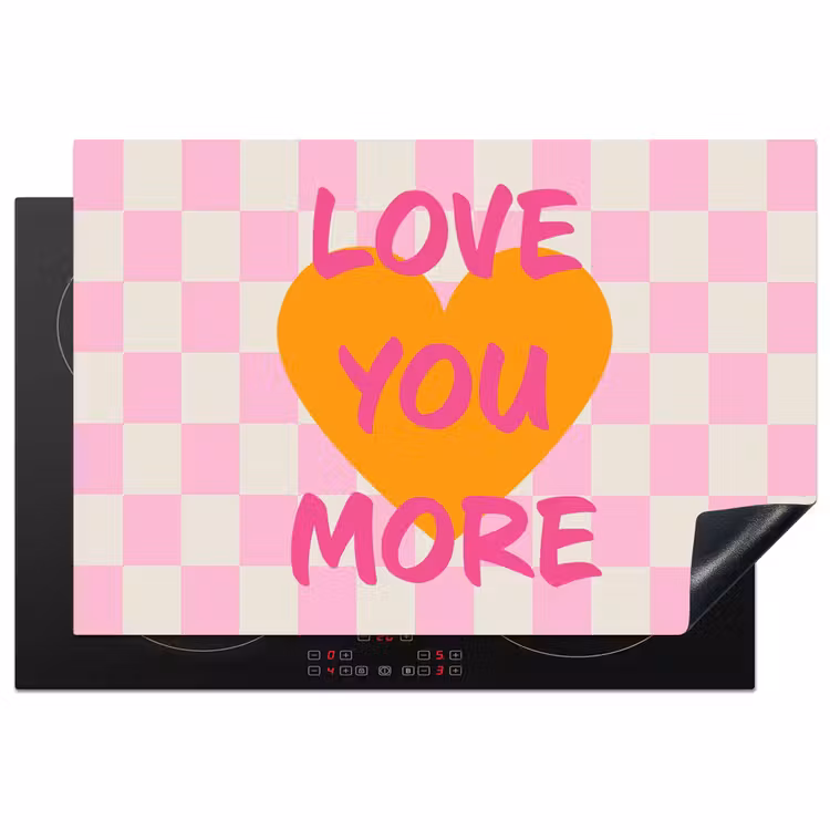 Valentijn - Love - Roze - Oranje Inductie beschermer vinyl 3mm klein -3d