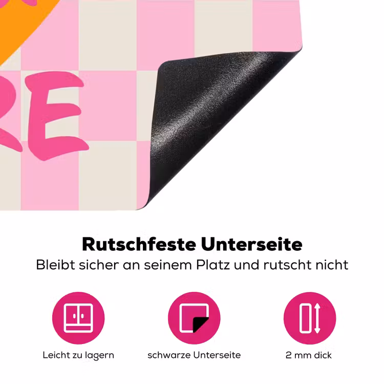 Valentijn - Love - Roze - Oranje Inductie beschermer vinyl 3mm klein -zzzzzzz-lf-onderkant