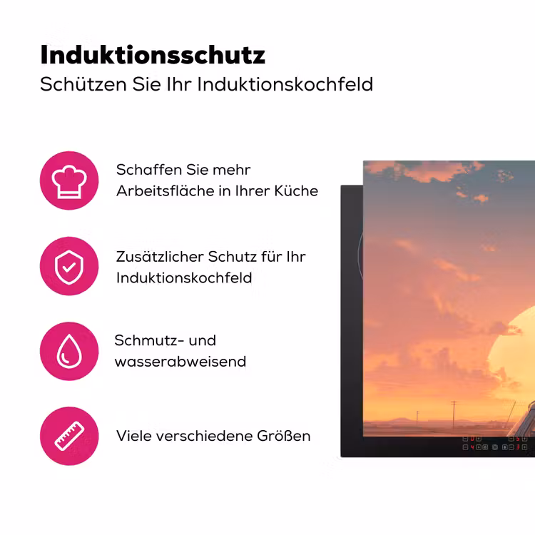 Busje - Kat - Zonsondergang - Oranje Inductie beschermer vinyl 3mm klein -zzzzzzz-lf-ups