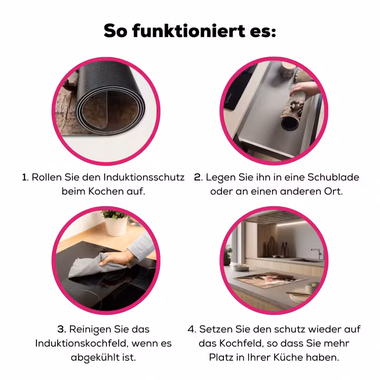 Vanille - Bloemen - Vanillestokjes - Hout - Roze Inductie beschermer vinyl 3mm middel -zzzzzzz-lf-werking