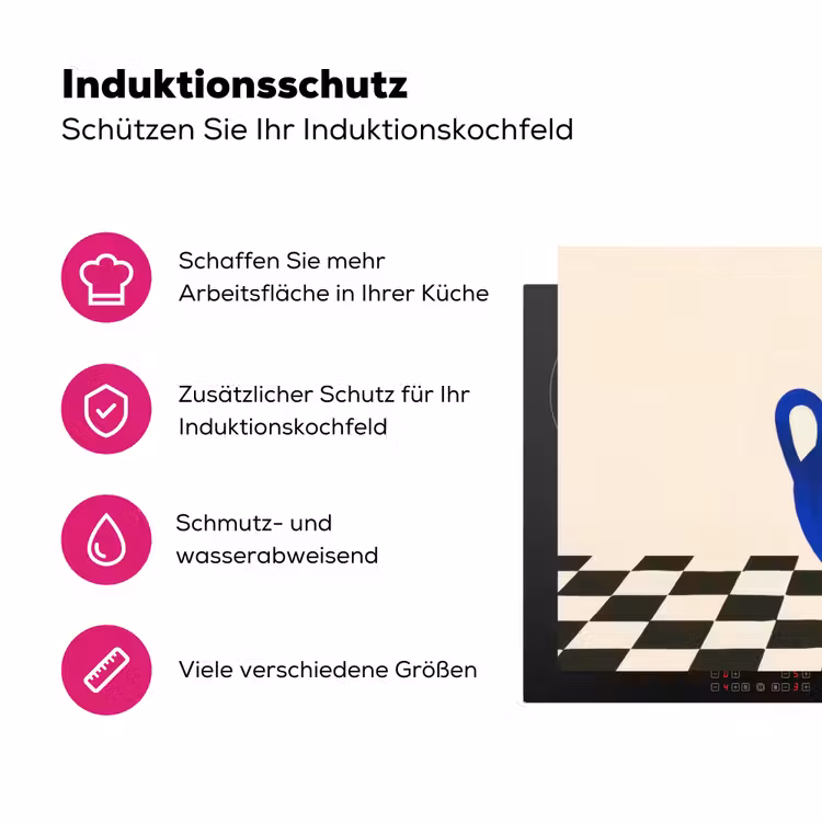 Vaas - Blauw - Geblokt - Modern Inductie beschermer vinyl 3mm klein -zzzzzzz-lf-ups