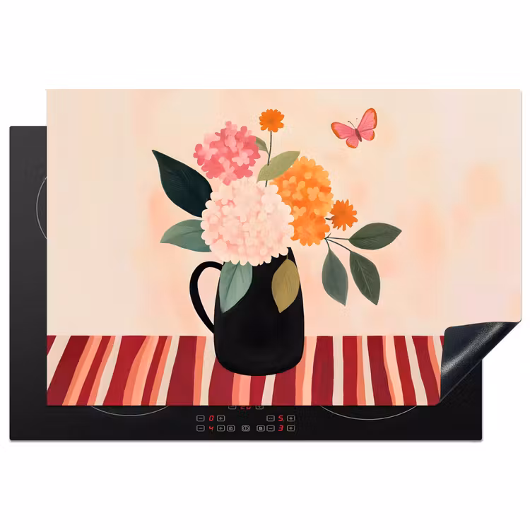 Vaas - Bloemen - Vlinder - Rood Inductie beschermer vinyl 3mm klein -3d