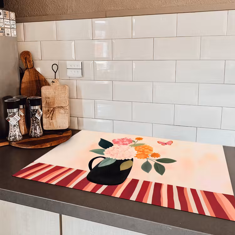 Vaas - Bloemen - Vlinder - Rood Inductie beschermer vinyl 3mm klein -sfeer3