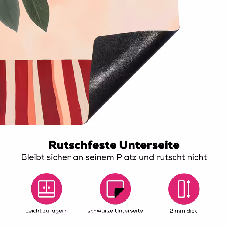 Vaas - Bloemen - Vlinder - Rood Inductie beschermer vinyl 3mm klein -zzzzzzz-lf-onderkant
