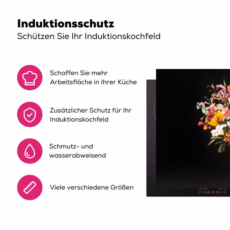 Vaas - Bloemen - Tulpen Inductie beschermer vinyl 3mm klein -zzzzzzz-lf-ups
