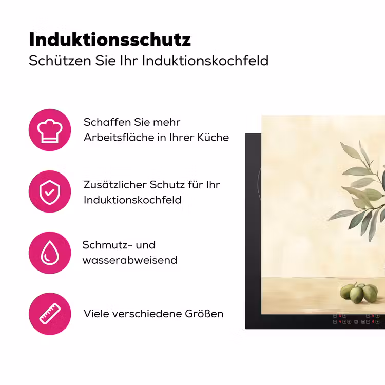Vaas - Keramiek - Olijftakken Inductie beschermer vinyl 3mm klein -zzzzzzz-lf-ups