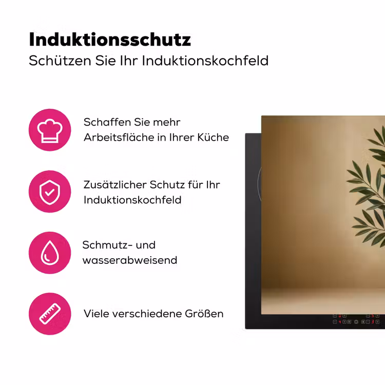 Vaas - Olijftakken - Bladeren - Beige Inductie beschermer vinyl 3mm klein -zzzzzzz-lf-ups