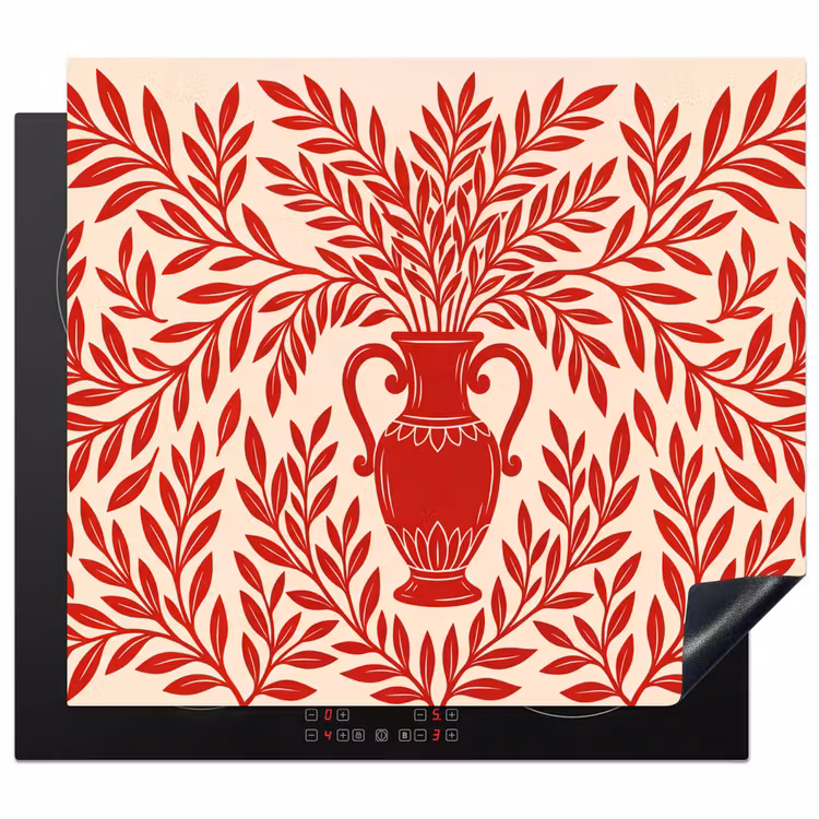Vaas - Planten - Decoratie - Abstract - Rood Inductie beschermer vinyl 3mm middel -3d