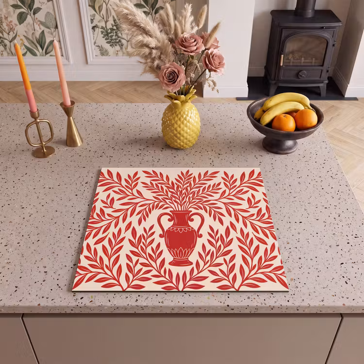 Vaas - Planten - Decoratie - Abstract - Rood Inductie beschermer vinyl 3mm middel -sfeer3