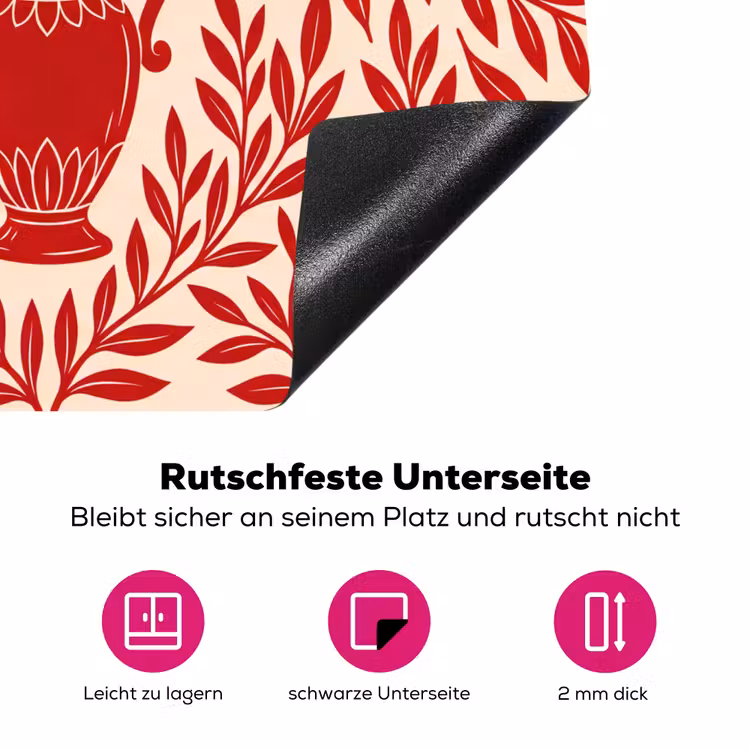 Vaas - Planten - Decoratie - Abstract - Rood Inductie beschermer vinyl 3mm middel -zzzzzzz-lf-onderkant
