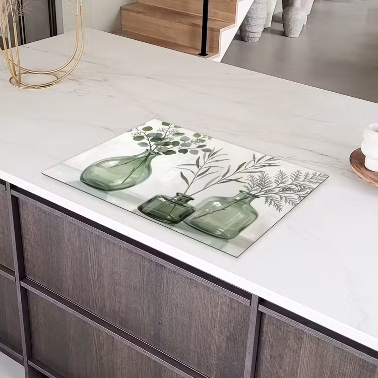 Vazen - Bladeren - Groen Inductie beschermer vinyl 3mm klein -sfeer8