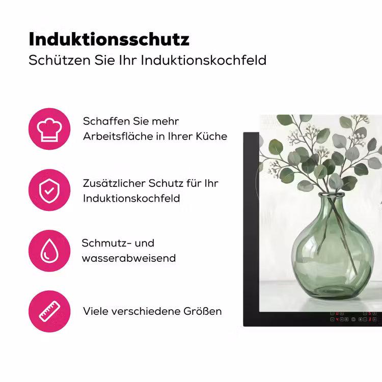 Vazen - Bladeren - Groen Inductie beschermer vinyl 3mm klein -zzzzzzz-lf-ups