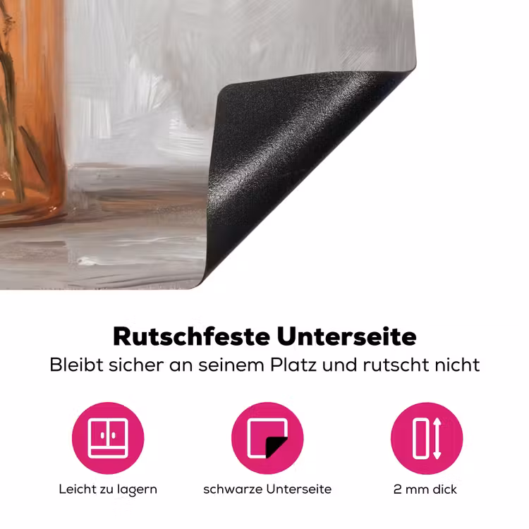 Vazen - Bloemen - Oranje Inductie beschermer vinyl 3mm klein -zzzzzzz-lf-onderkant