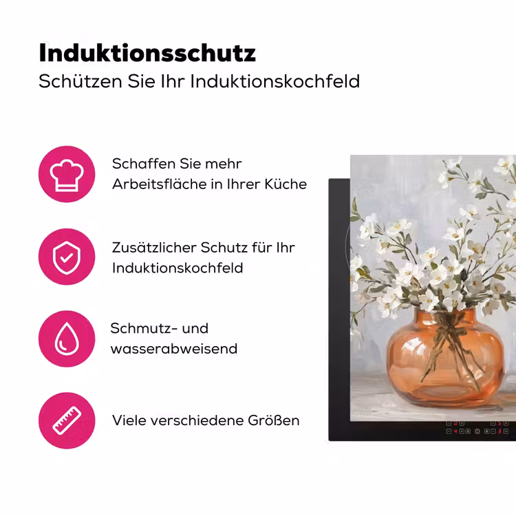 Vazen - Bloemen - Oranje Inductie beschermer vinyl 3mm klein -zzzzzzz-lf-ups