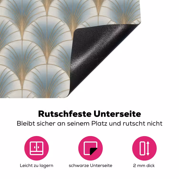 Waaier - Klassiek - Blauw Inductie beschermer vinyl 3mm klein 276 -zzzzzzz-lf-onderkant