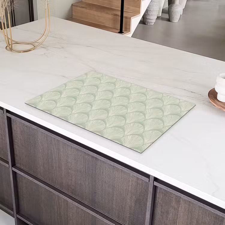 Waaiers - Patroon - Groen Inductie beschermer vinyl 3mm klein 276 -sfeer8
