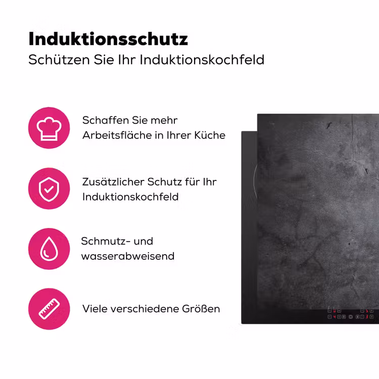 Grijze Betonscherven Inductie beschermer vinyl 3mm klein -zzzzzzz-lf-ups