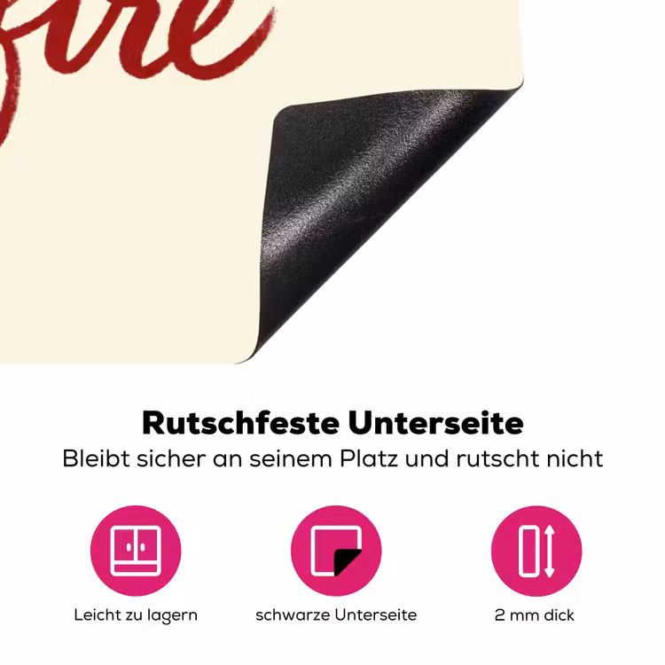 Don't lose your fire - Rood - Wit - Minimalistisch Inductie beschermer vinyl 3mm klein -zzzzzzz-lf-onderkant