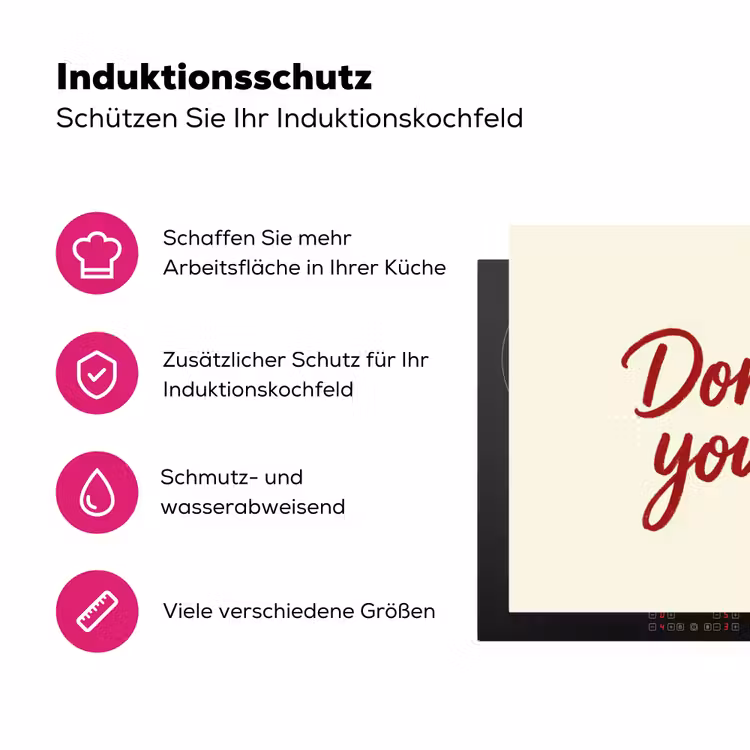 Don't lose your fire - Rood - Wit - Minimalistisch Inductie beschermer vinyl 3mm klein -zzzzzzz-lf-ups