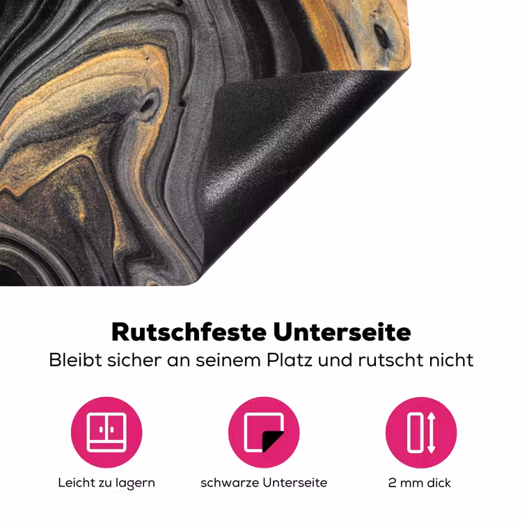 Versmelting van Zwart en Goud Inductie beschermer vinyl 3mm klein -zzzzzzz-lf-onderkant