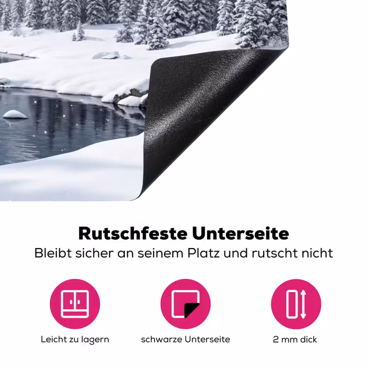 Sneeuwlandschap - Bergen - Rivier - Winter Inductie beschermer vinyl 3mm klein -zzzzzzz-lf-onderkant