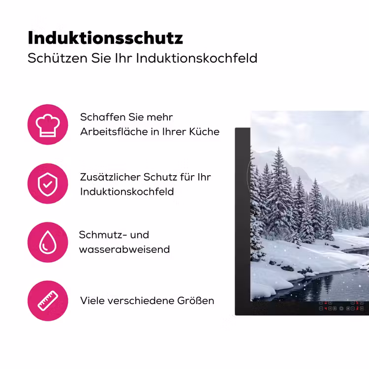 Sneeuwlandschap - Bergen - Rivier - Winter Inductie beschermer vinyl 3mm klein -zzzzzzz-lf-ups